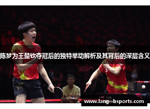 陈梦为王楚钦夺冠后的独特举动解析及其背后的深层含义 陈梦为王楚钦夺冠后的独特举动解析及其背后的深层含义